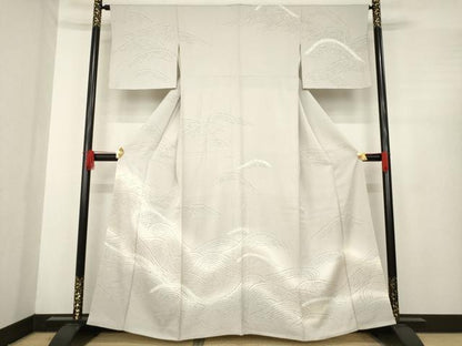 平和屋着物●訪問着　立波文　一珍染　暈し染め　正絹　逸品　未使用　AABE5990ck
