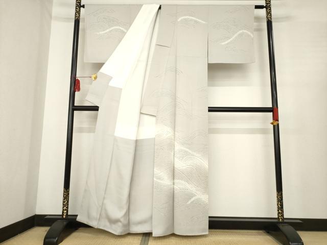 平和屋着物●訪問着　立波文　一珍染　暈し染め　正絹　逸品　未使用　AABE5990ck