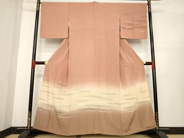 平和屋着物●日本画家　水嶋征夫　訪問着　さざなみ　暈し染め　正絹　逸品　AABE5999ck