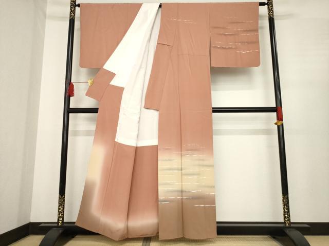 平和屋着物●日本画家　水嶋征夫　訪問着　さざなみ　暈し染め　正絹　逸品　AABE5999ck