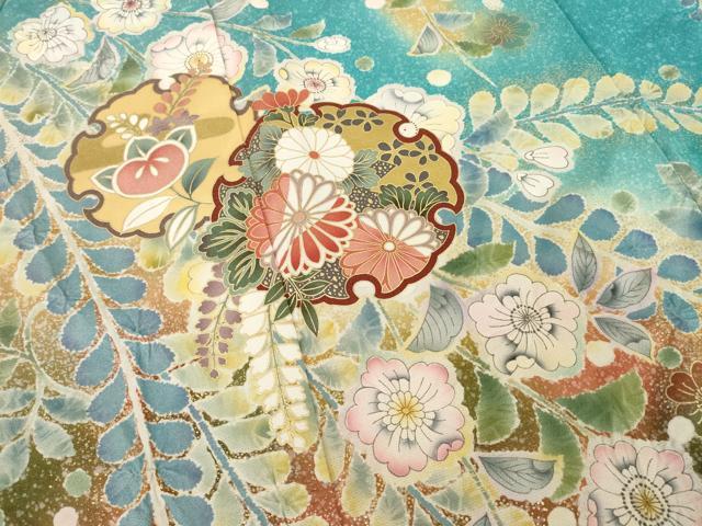 平和屋着物●豪華振袖　雪輪重ね花文　正絹　逸品　AABE0276ck 平和屋着物○豪華振袖 雪輪花文 正絹 逸品 AABE6000ck