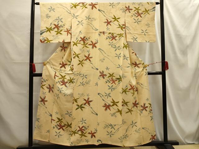 平和屋着物■上質な小紋 地紋起こし 草花 正絹 逸品 AABE6002sx