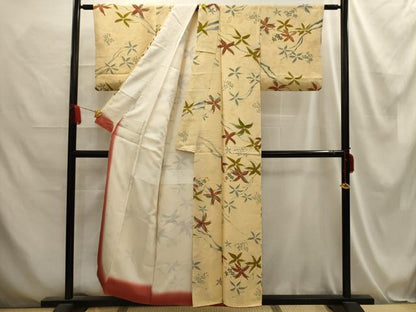 平和屋着物■上質な小紋 地紋起こし 草花 正絹 逸品 AABE6002sx