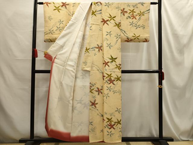 平和屋着物■上質な小紋 地紋起こし 草花 正絹 逸品 AABE6002sx