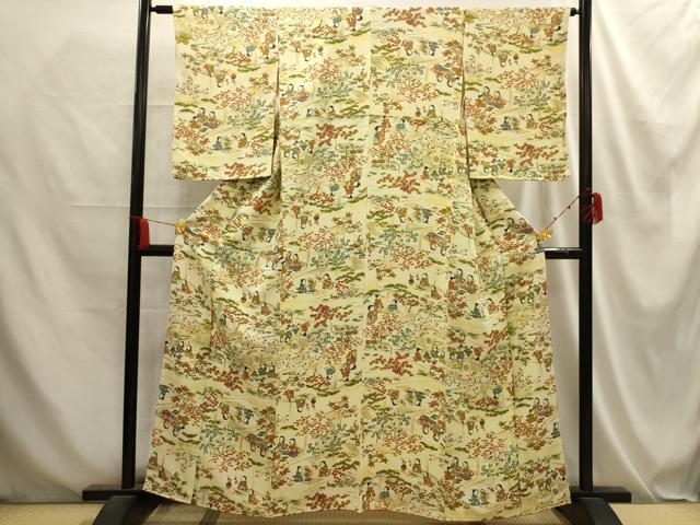 平和屋着物■上質な小紋 人物風景文 正絹 逸品 AABE6003sx