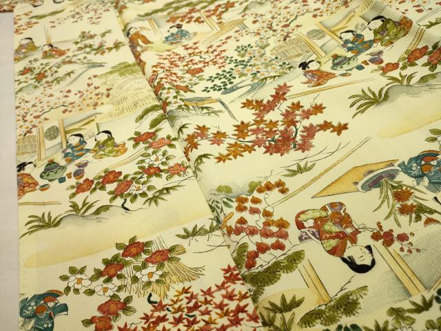 平和屋着物■上質な小紋 人物風景文 正絹 逸品 AABE6003sx
