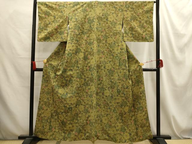 平和屋着物■上質な小紋 型染め 花尽くし 正絹 逸品 AABE6009sx