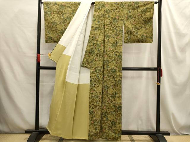 平和屋着物■上質な小紋 型染め 花尽くし 正絹 逸品 AABE6009sx