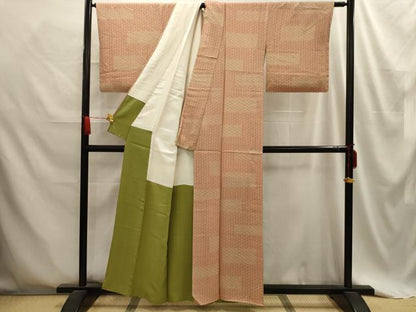 平和屋着物■上質な小紋　麻の葉文様　正絹　逸品　AABE6025sx