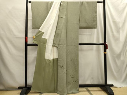 平和屋着物■色留訪問着　総刺繍　吹寄せ文　松ぼっくり　金糸　正絹　逸品　AABE6029sx