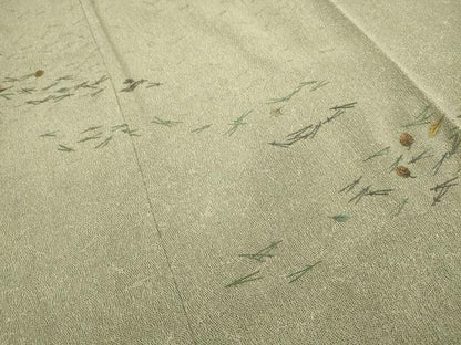 平和屋着物■色留訪問着　総刺繍　吹寄せ文　松ぼっくり　金糸　正絹　逸品　AABE6029sx