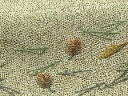 平和屋着物■色留訪問着　総刺繍　吹寄せ文　松ぼっくり　金糸　正絹　逸品　AABE6029sx