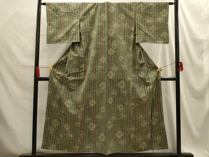 平和屋着物■上質な紬　花菱文　正絹　逸品　AABE6077sx