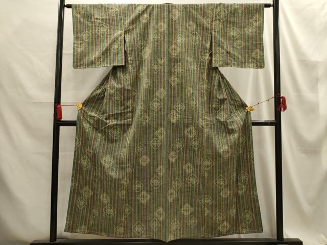 平和屋着物■上質な紬　花菱文　正絹　逸品　AABE6077sx
