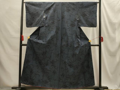 平和屋着物●本場結城紬　100亀甲　花唐草文　正絹　逸品　AABE6079sx