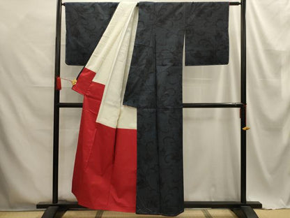 平和屋着物●本場結城紬　100亀甲　花唐草文　正絹　逸品　AABE6079sx