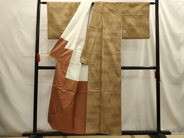 平和屋着物■上質な紬　間道　正絹　逸品　AABE6092sx