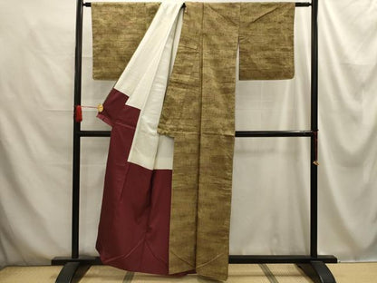 平和屋着物■上質な紬 亀甲文 正絹 逸品 AABE6095sx
