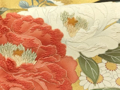 平和屋着物■豪華黒留袖　刺繍　花車文　金彩　正絹　逸品　AABE6100sx