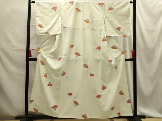 平和屋着物■小紋　扇面花文　乱菊　洗える着物　AABE6142sx