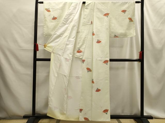 平和屋着物■小紋　扇面花文　乱菊　洗える着物　AABE6142sx