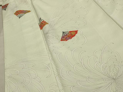 平和屋着物■小紋　扇面花文　乱菊　洗える着物　AABE6142sx