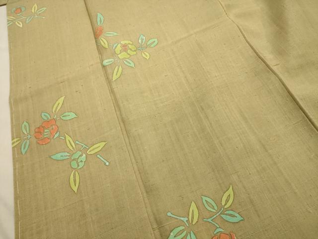 平和屋着物■上質な小紋 紬地 草花文 正絹 逸品 AABE6158sx