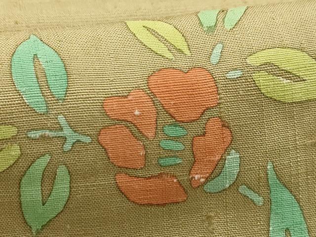 平和屋着物■上質な小紋 紬地 草花文 正絹 逸品 AABE6158sx