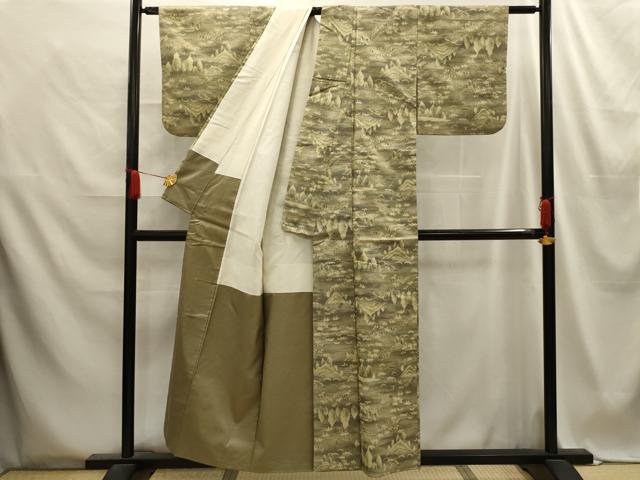 平和屋着物■上質な紬 風景文 正絹 逸品 AABE6190sx