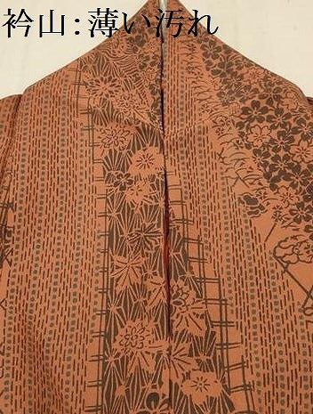 平和屋着物▽上質な小紋 単衣 流水花蝶文 正絹 逸品 AABE6191sx