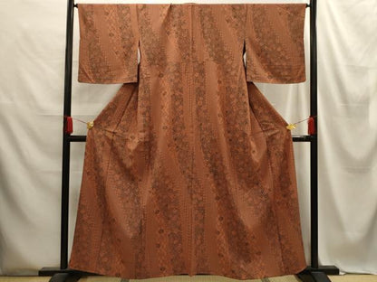 平和屋着物▽上質な小紋 単衣 流水花蝶文 正絹 逸品 AABE6191sx