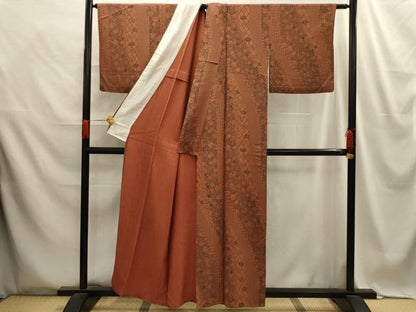 平和屋着物▽上質な小紋 単衣 流水花蝶文 正絹 逸品 AABE6191sx