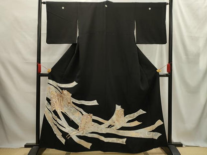 平和屋着物■豪華黒留袖 御所車吉祥花文 金彩 正絹 逸品 AABE6200sx
