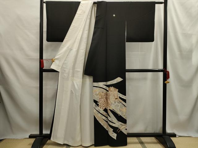 平和屋着物■豪華黒留袖 御所車吉祥花文 金彩 正絹 逸品 AABE6200sx
