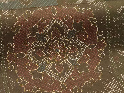 平和屋着物■上質な小紋　色紙花文　お召縮緬　正絹　逸品　AABE6234sx