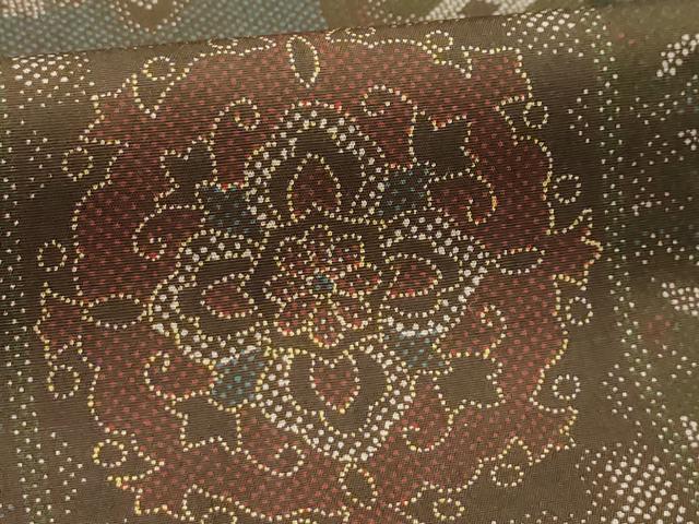 平和屋着物■上質な小紋　色紙花文　お召縮緬　正絹　逸品　AABE6234sx