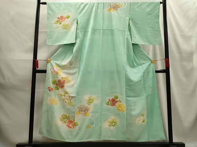 平和屋着物■訪問着　駒刺繍　流水花文　暈し染め　金彩　正絹　逸品　AABE6323sx