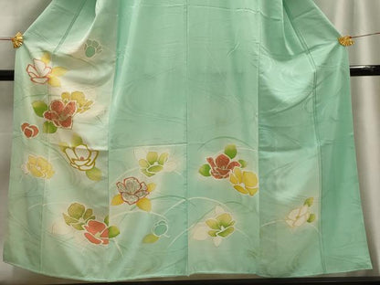 平和屋着物■訪問着　駒刺繍　流水花文　暈し染め　金彩　正絹　逸品　AABE6323sx