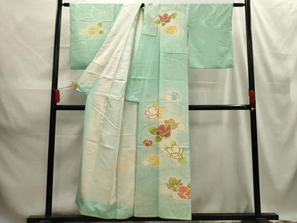平和屋着物■訪問着　駒刺繍　流水花文　暈し染め　金彩　正絹　逸品　AABE6323sx