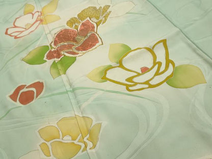 平和屋着物■訪問着　駒刺繍　流水花文　暈し染め　金彩　正絹　逸品　AABE6323sx