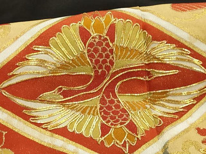 平和屋着物■豪華黒留袖　駒刺繍　雲取双鶴花菱文　正絹　逸品　AABE6380sx