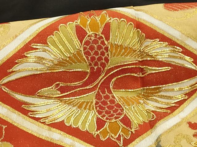 平和屋着物■豪華黒留袖　駒刺繍　雲取双鶴花菱文　正絹　逸品　AABE6380sx