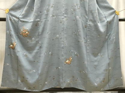 平和屋着物■色留訪問着　刺繍　花車文　金彩　正絹　逸品　AABE6390sx