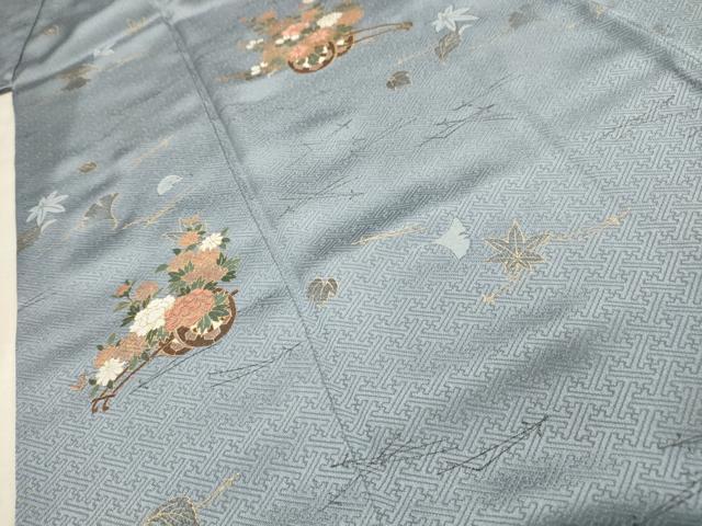 平和屋着物■色留訪問着　刺繍　花車文　金彩　正絹　逸品　AABE6390sx