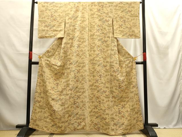 平和屋着物■上質な小紋 風景文 正絹 逸品 AABE6421sx
