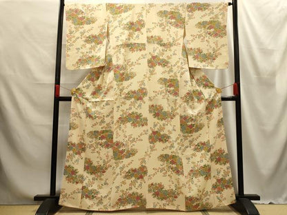 平和屋着物■上質な小紋 草花文 正絹 逸品 AABE6431sx