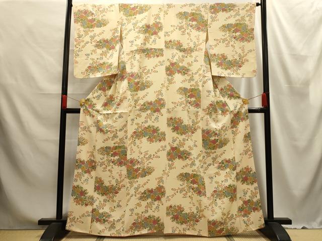平和屋着物■上質な小紋 草花文 正絹 逸品 AABE6431sx