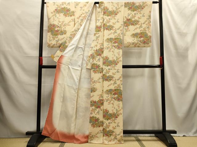 平和屋着物■上質な小紋 草花文 正絹 逸品 AABE6431sx