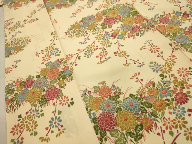平和屋着物■上質な小紋 草花文 正絹 逸品 AABE6431sx