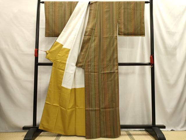 平和屋着物■上質な紬　間道　正絹　逸品　AABE6439sx
